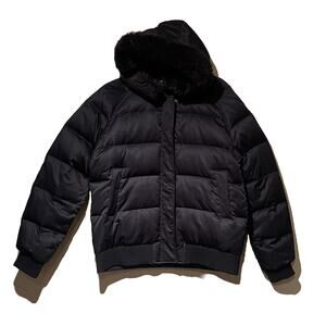 INC Black‎ Hooded Quilted Puffer Down/feather Jacket Sz LARGE